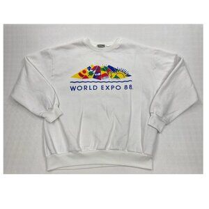 Vintage 1988 World Expo '88 Brisbane Australia White Sweatshirt Men's XL